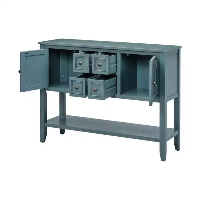 Consolle vintage con 4 cassetti e ripiano – Grigio antico / Blu scuro / Blu marino chiaro / Bianco lime / Blu retrò / Bianco – Montaggio da 1 persona