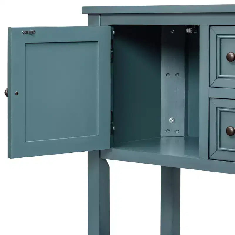 Consolle vintage con 4 cassetti e ripiano – Grigio antico / Blu scuro / Blu marino chiaro / Bianco lime / Blu retrò / Bianco – Montaggio da 1 persona
