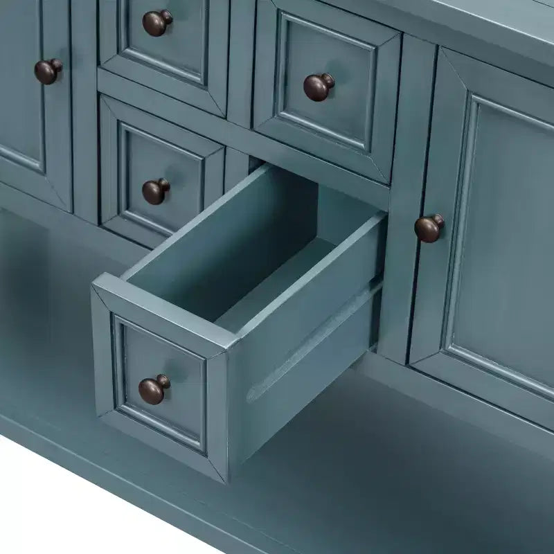 Consolle vintage con 4 cassetti e ripiano – Grigio antico / Blu scuro / Blu marino chiaro / Bianco lime / Blu retrò / Bianco – Montaggio da 1 persona