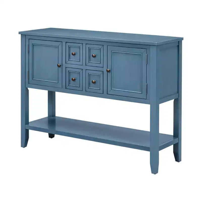 Consolle vintage con 4 cassetti e ripiano – Grigio antico / Blu scuro / Blu marino chiaro / Bianco lime / Blu retrò / Bianco – Montaggio da 1 persona