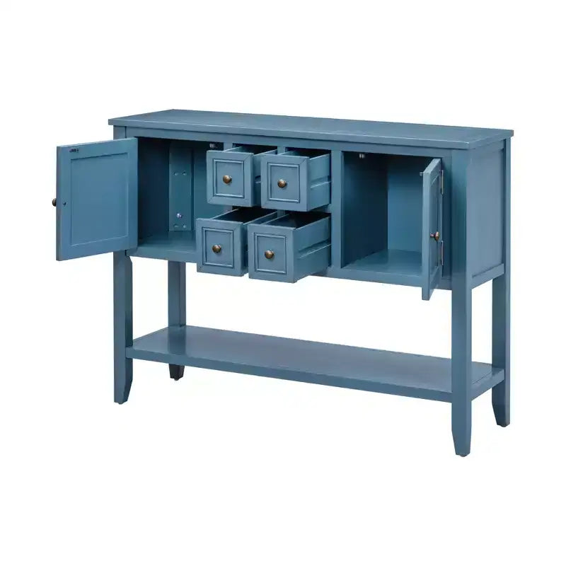 Consolle vintage con 4 cassetti e ripiano – Grigio antico / Blu scuro / Blu marino chiaro / Bianco lime / Blu retrò / Bianco – Montaggio da 1 persona