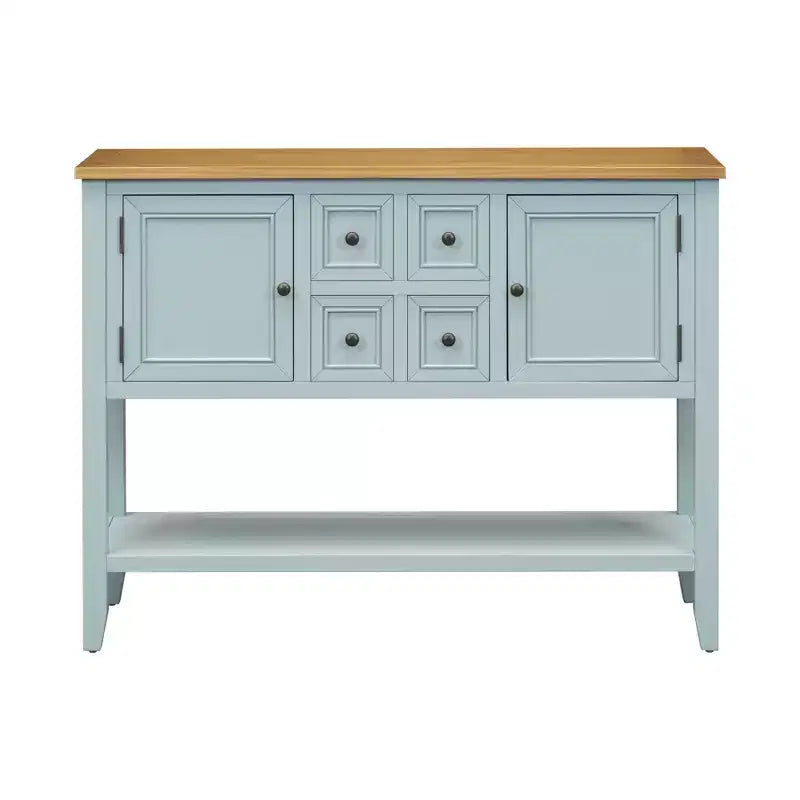 Consolle vintage con 4 cassetti e ripiano – Grigio antico / Blu scuro / Blu marino chiaro / Bianco lime / Blu retrò / Bianco – Montaggio da 1 persona