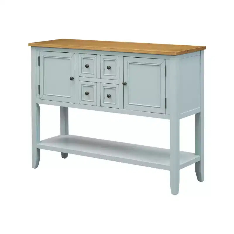 Consolle vintage con 4 cassetti e ripiano – Grigio antico / Blu scuro / Blu marino chiaro / Bianco lime / Blu retrò / Bianco – Montaggio da 1 persona