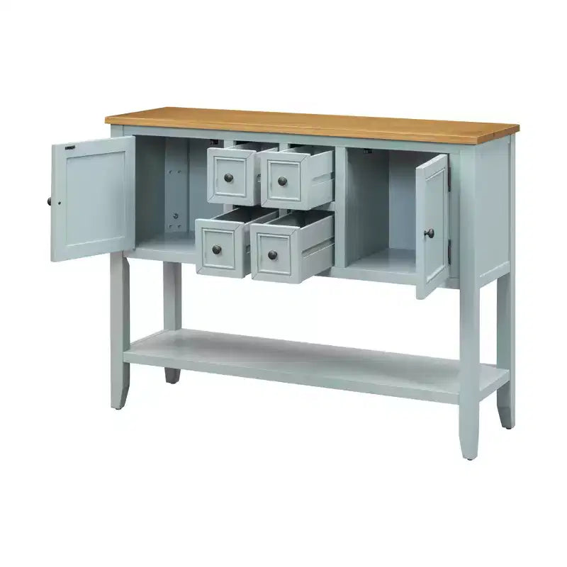 Consolle vintage con 4 cassetti e ripiano – Grigio antico / Blu scuro / Blu marino chiaro / Bianco lime / Blu retrò / Bianco – Montaggio da 1 persona