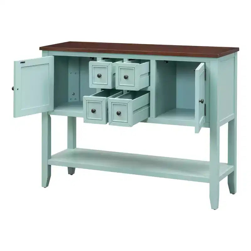 Consolle vintage con 4 cassetti e ripiano – Grigio antico / Blu scuro / Blu marino chiaro / Bianco lime / Blu retrò / Bianco – Montaggio da 1 persona