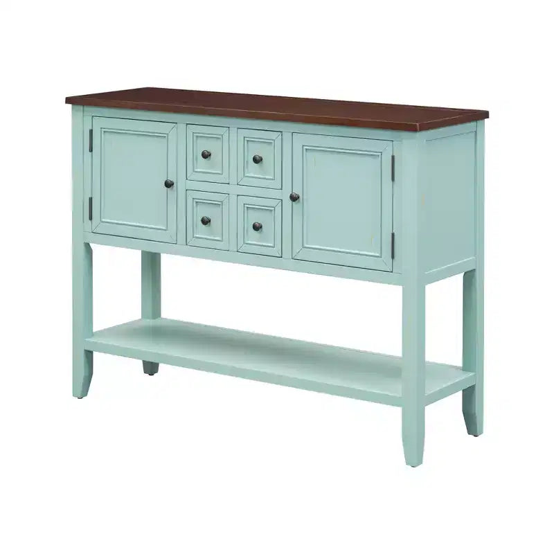 Consolle vintage con 4 cassetti e ripiano – Grigio antico / Blu scuro / Blu marino chiaro / Bianco lime / Blu retrò / Bianco – Montaggio da 1 persona