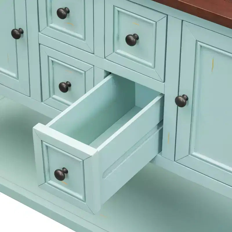 Consolle vintage con 4 cassetti e ripiano – Grigio antico / Blu scuro / Blu marino chiaro / Bianco lime / Blu retrò / Bianco – Montaggio da 1 persona