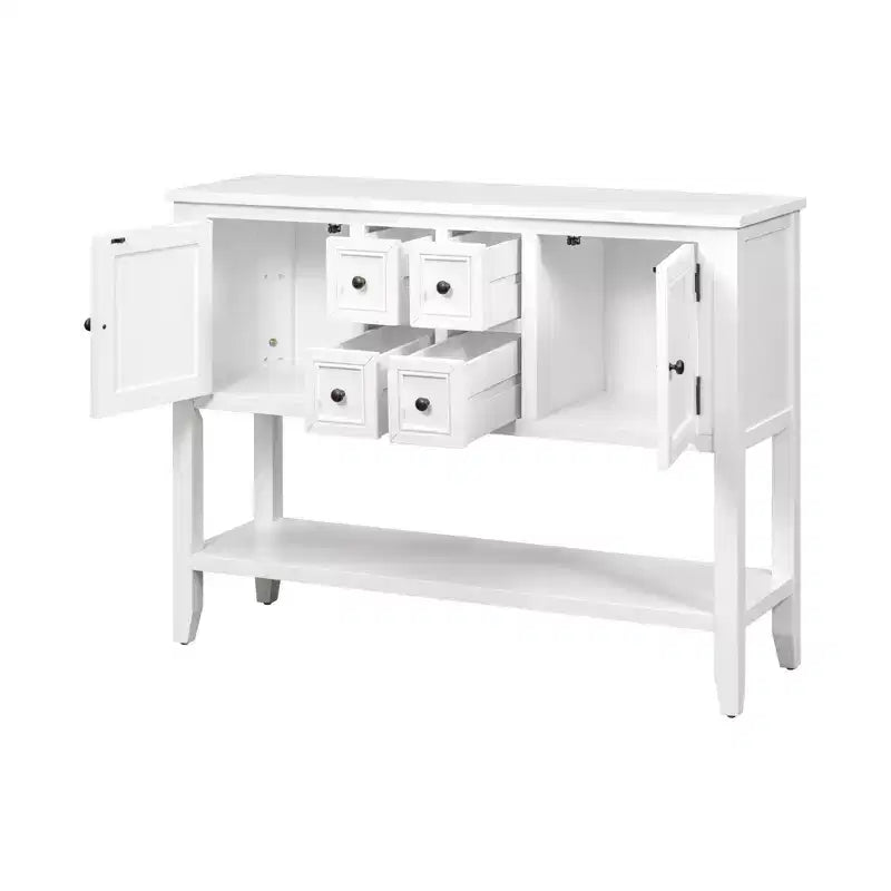 Consolle vintage con 4 cassetti e ripiano – Grigio antico / Blu scuro / Blu marino chiaro / Bianco lime / Blu retrò / Bianco – Montaggio da 1 persona