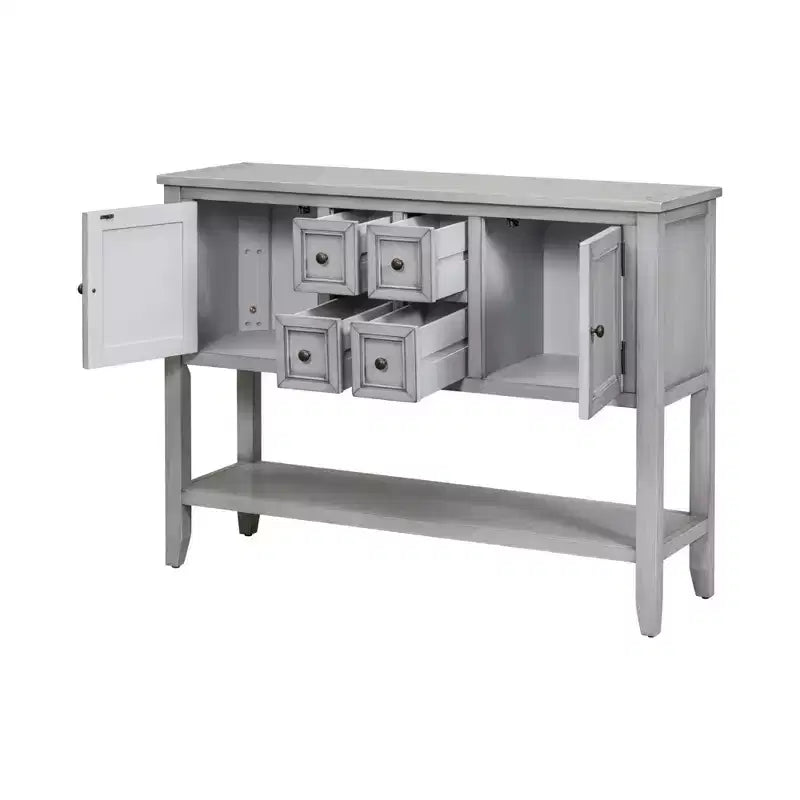 Consolle vintage con 4 cassetti e ripiano – Grigio antico / Blu scuro / Blu marino chiaro / Bianco lime / Blu retrò / Bianco – Montaggio da 1 persona