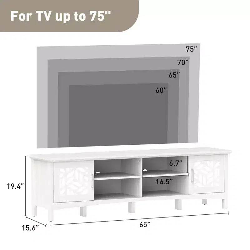 Mobile TV in legno marrone con pannello a specchio, adatto per TV fino a 75", montaggio a 1 persona