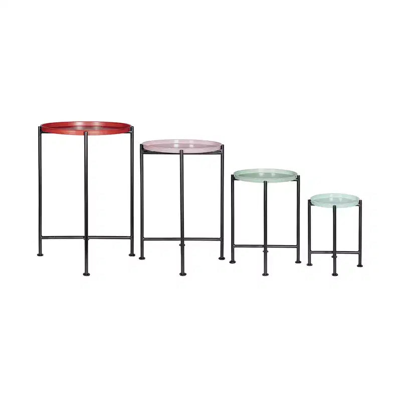 Set di 4 piedistalli portapiante a incastro multicolore, con struttura in metallo