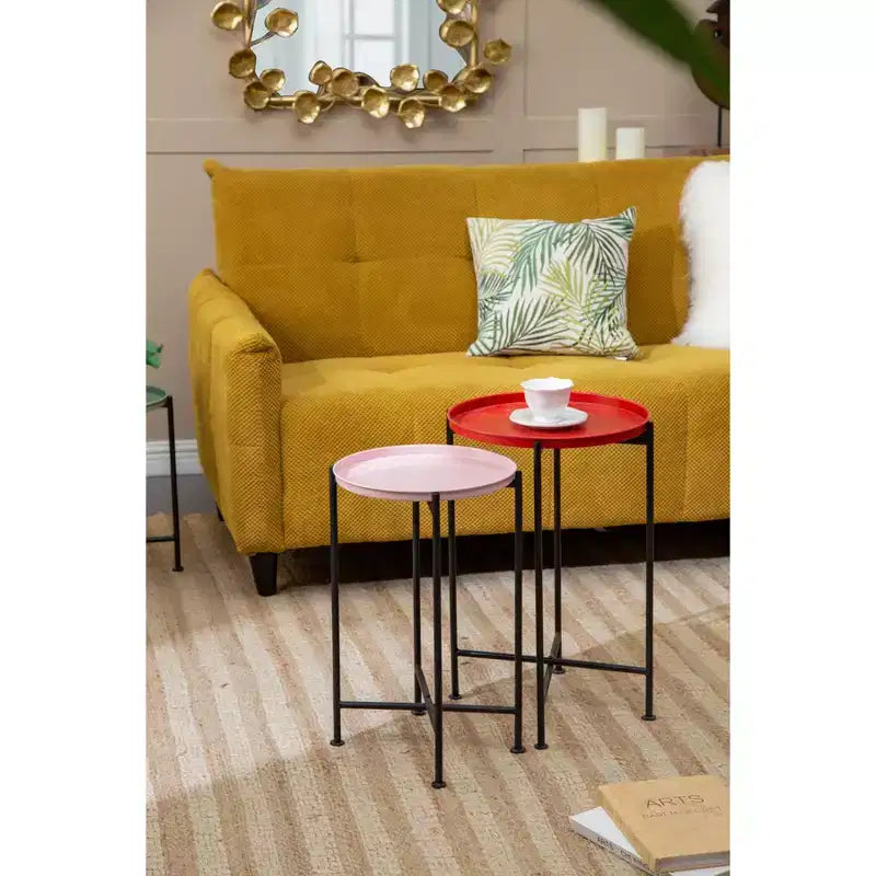 Set di 4 piedistalli portapiante a incastro multicolore, con struttura in metallo