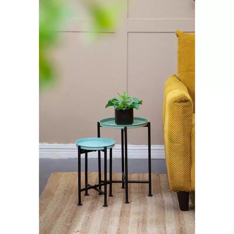 Set di 4 piedistalli portapiante a incastro multicolore, con struttura in metallo