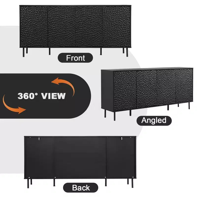 Credenza marrone metà secolo, mobile contenitore a 4 ante, montaggio per 1 persona