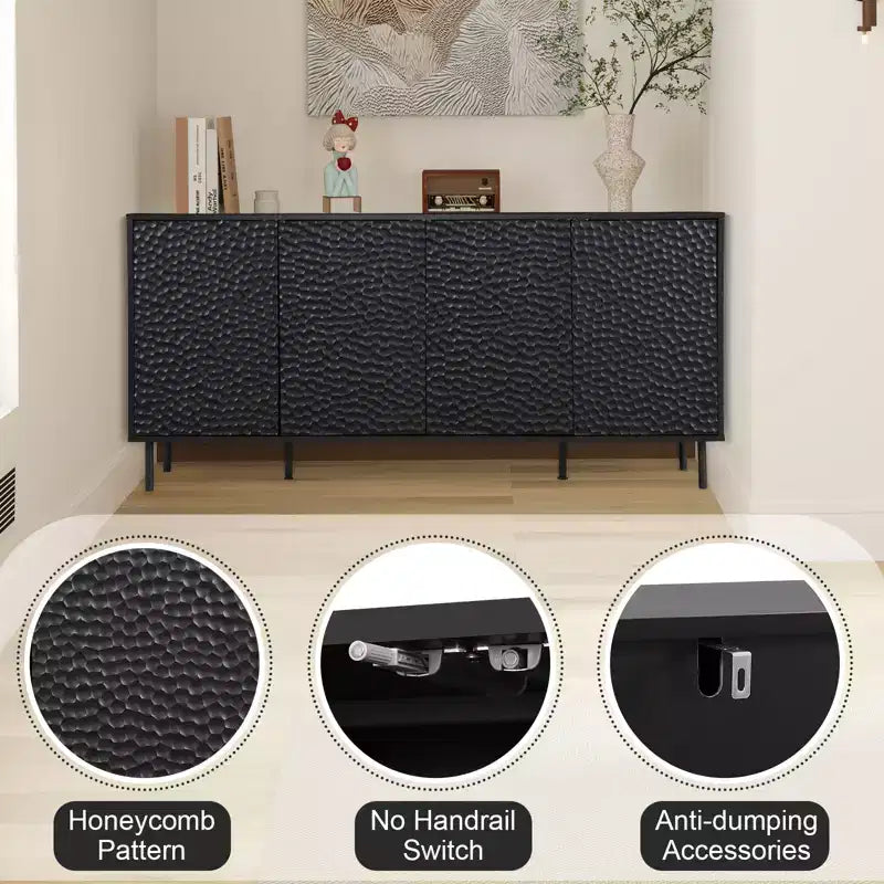 Credenza marrone metà secolo, mobile contenitore a 4 ante, montaggio per 1 persona