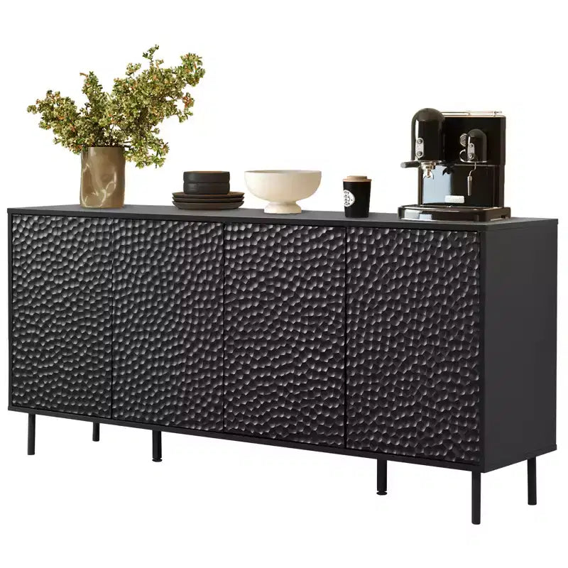 Credenza marrone metà secolo, mobile contenitore a 4 ante, montaggio per 1 persona