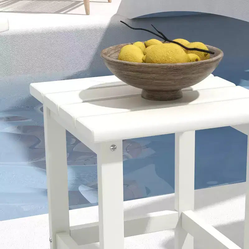 Tavolino quadrato da esterno in HDPE bianco, 1 pezzo