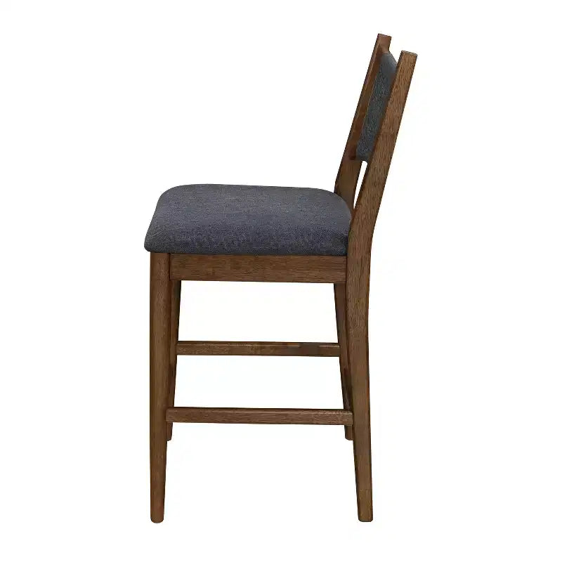 Sgabello da bancone imbottito beige/antracite e noce con schienale in corda, set da 4