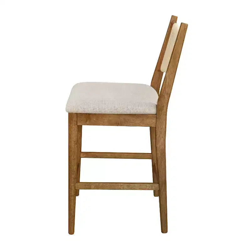 Sgabello da bancone imbottito beige/antracite e noce con schienale in corda, set da 4