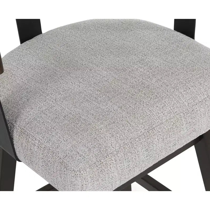 Set di 2 sgabelli da bar girevoli imbottiti grigi con struttura in legno marrone scuro
