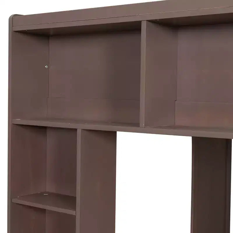 Letto a soppalco in legno Queen Size con contenitore – Marrone / Bianco, 1 persona