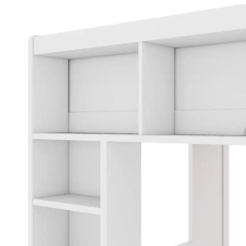 Letto a soppalco in legno Queen Size con contenitore – Marrone / Bianco, 1 persona