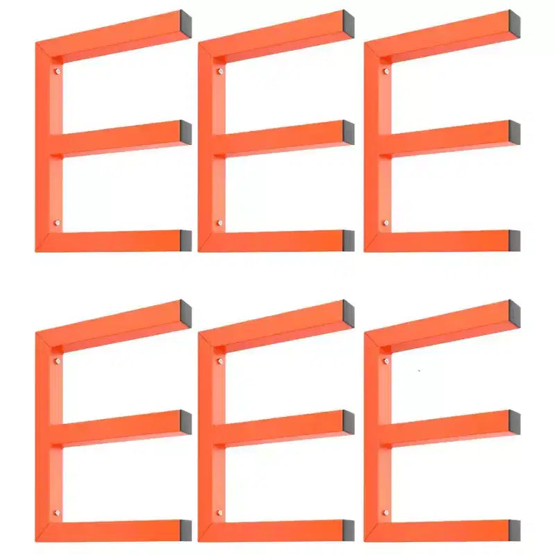 Lumber Storage Rack, Wood Organizer  Set of 6 3-Tier Wall Mount Heavy Duty Steel Shelves 1800LBS Capacity for Shed Workshop Garage Orange