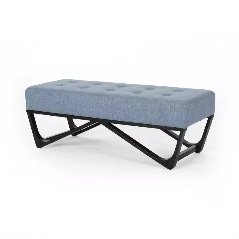 Panca Pouf Rettangolare Imbottita – Beige / Azzurro / Grigio Chiaro / Blu Navy, 1 Posto