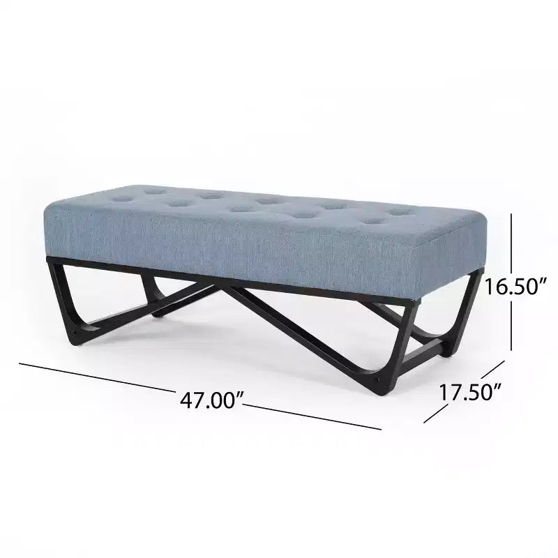 Panca Pouf Rettangolare Imbottita – Beige / Azzurro / Grigio Chiaro / Blu Navy, 1 Posto