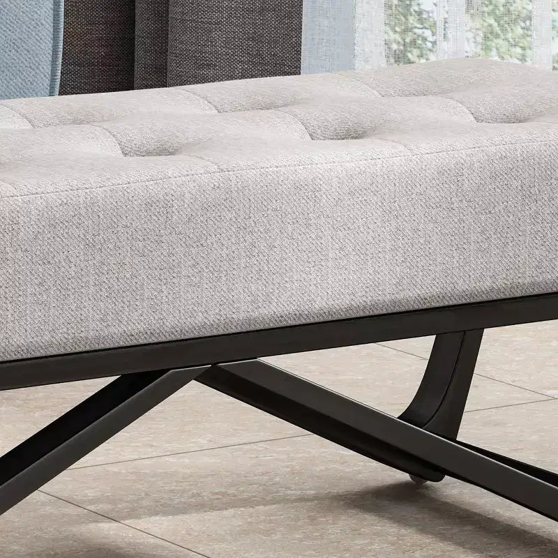 Panca Pouf Rettangolare Imbottita – Beige / Azzurro / Grigio Chiaro / Blu Navy, 1 Posto