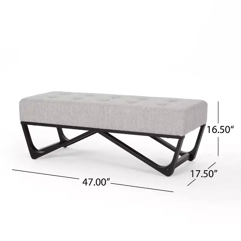 Panca Pouf Rettangolare Imbottita – Beige / Azzurro / Grigio Chiaro / Blu Navy, 1 Posto