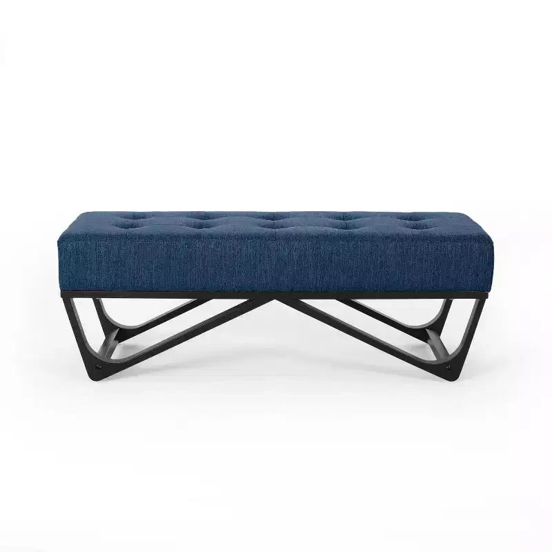 Panca Pouf Rettangolare Imbottita – Beige / Azzurro / Grigio Chiaro / Blu Navy, 1 Posto
