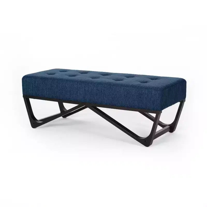 Panca Pouf Rettangolare Imbottita – Beige / Azzurro / Grigio Chiaro / Blu Navy, 1 Posto
