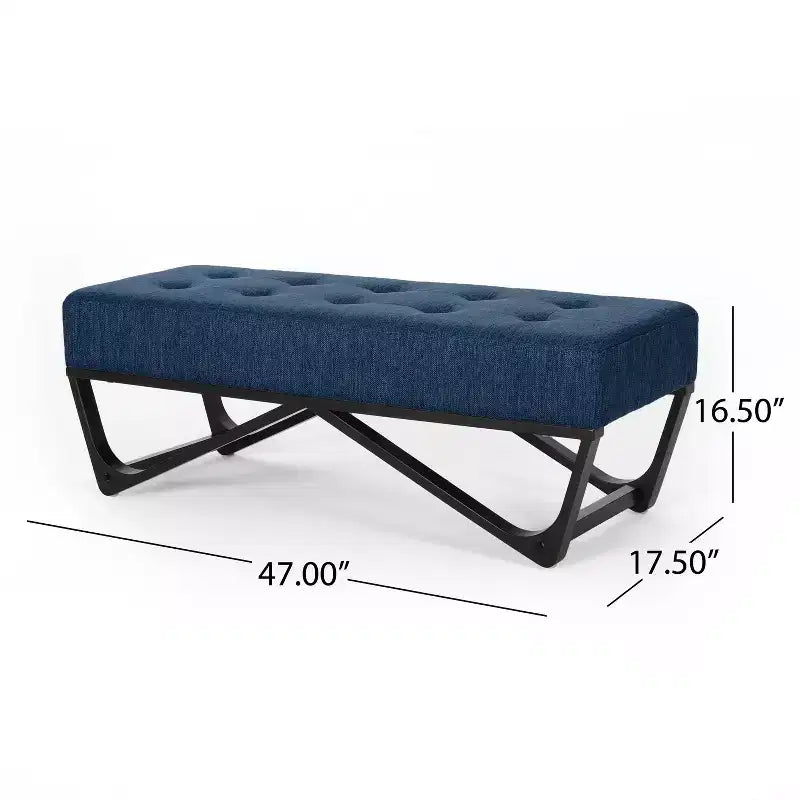 Panca Pouf Rettangolare Imbottita – Beige / Azzurro / Grigio Chiaro / Blu Navy, 1 Posto