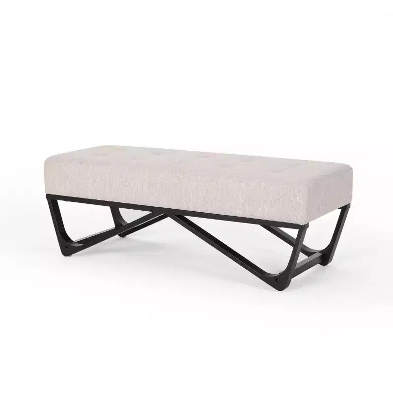 Panca Pouf Rettangolare Imbottita – Beige / Azzurro / Grigio Chiaro / Blu Navy, 1 Posto