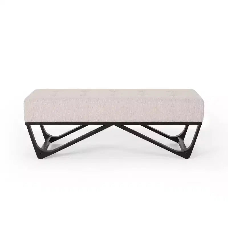 Panca Pouf Rettangolare Imbottita – Beige / Azzurro / Grigio Chiaro / Blu Navy, 1 Posto