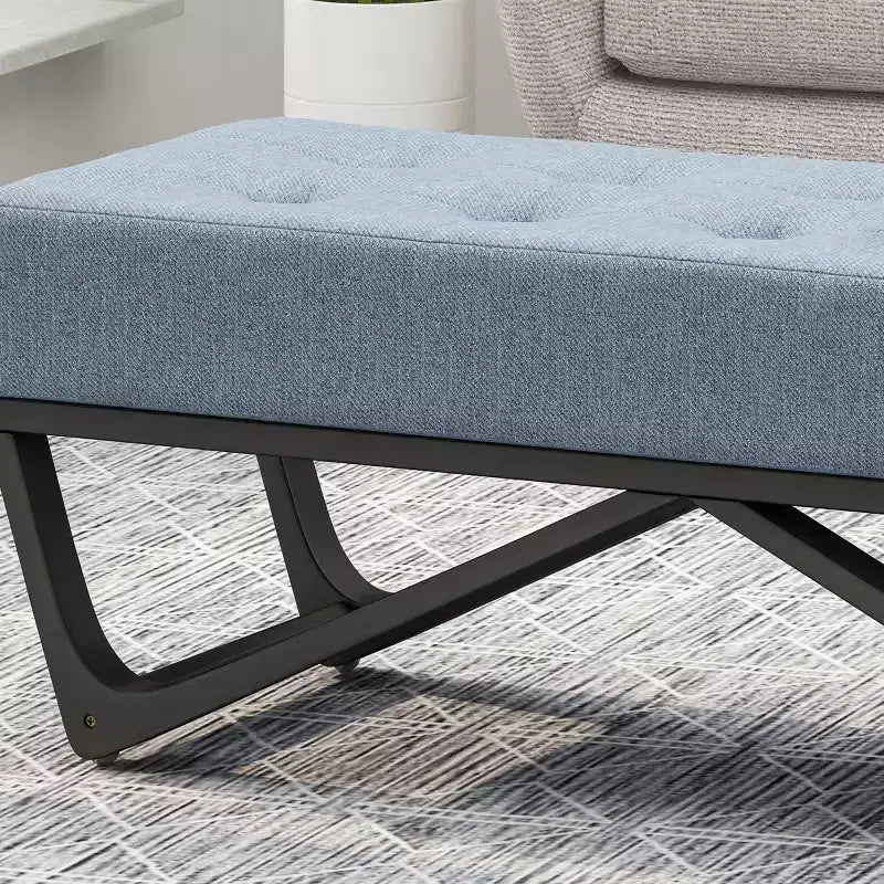 Panca Pouf Rettangolare Imbottita – Beige / Azzurro / Grigio Chiaro / Blu Navy, 1 Posto