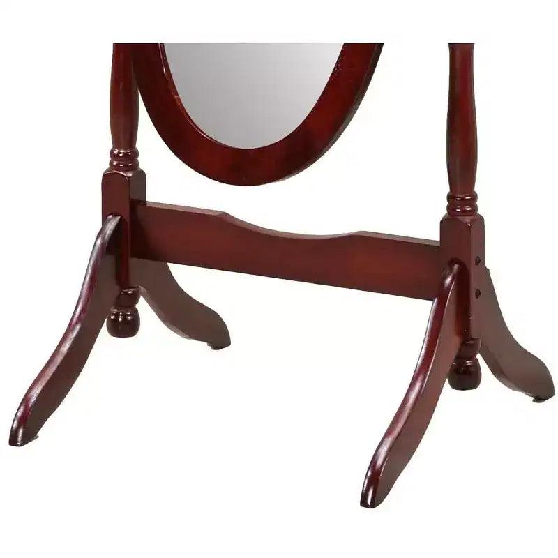 Specchio ovale da terra con cornice in legno, a figura intera, modello Cheval, per 1 persona, nei colori nero / rovere / bianco / ciliegio / oro / rosa / argento