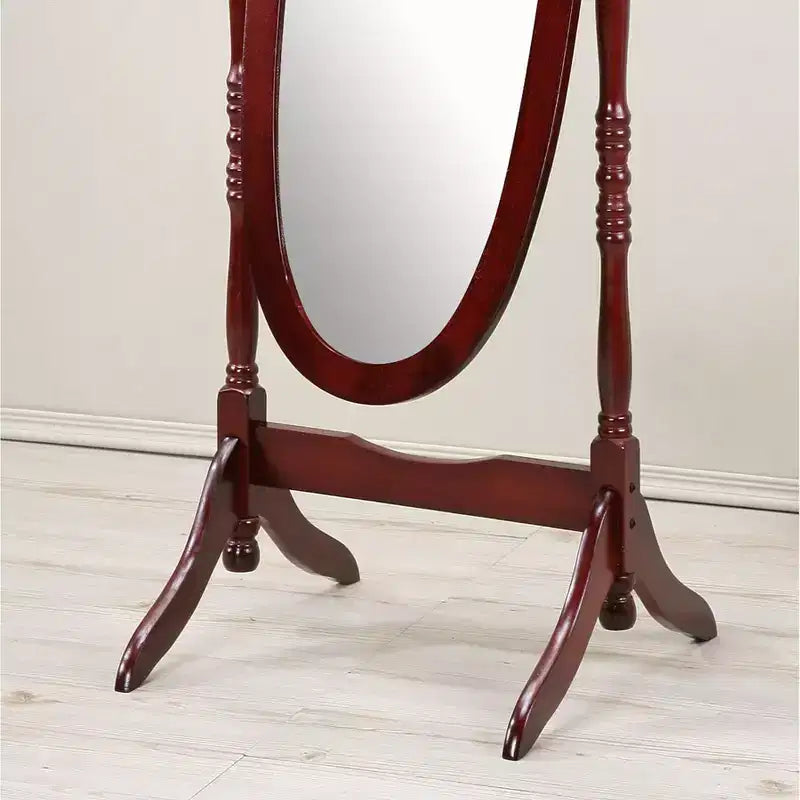 Specchio ovale da terra con cornice in legno, a figura intera, modello Cheval, per 1 persona, nei colori nero / rovere / bianco / ciliegio / oro / rosa / argento