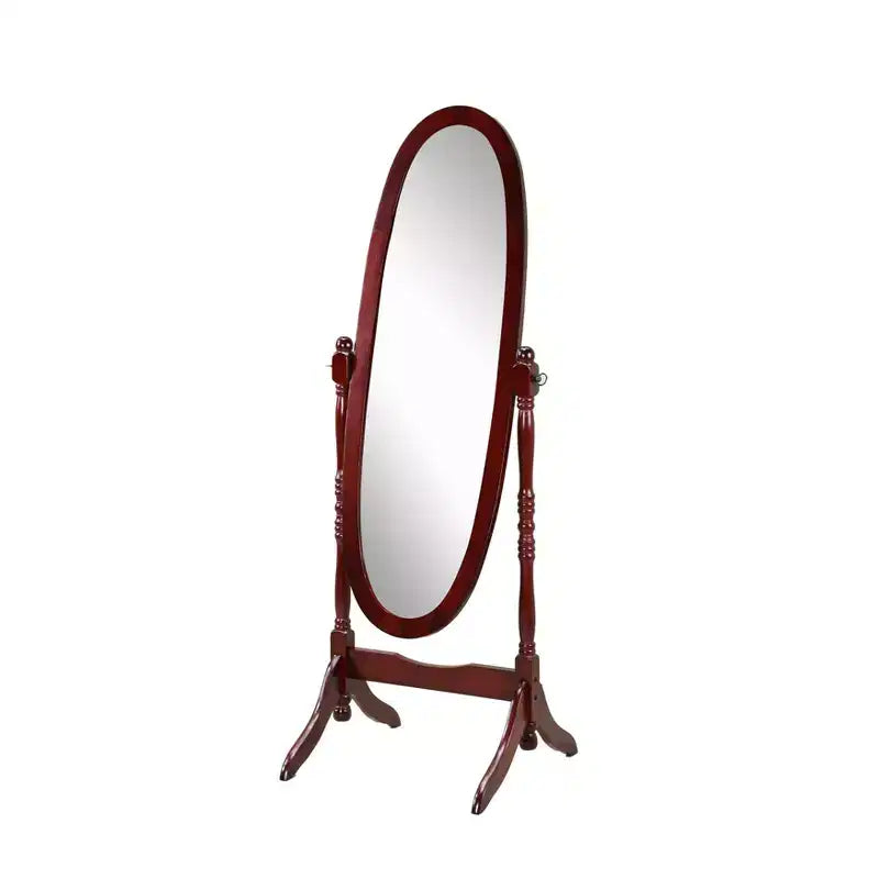 Specchio ovale da terra con cornice in legno, a figura intera, modello Cheval, per 1 persona, nei colori nero / rovere / bianco / ciliegio / oro / rosa / argento