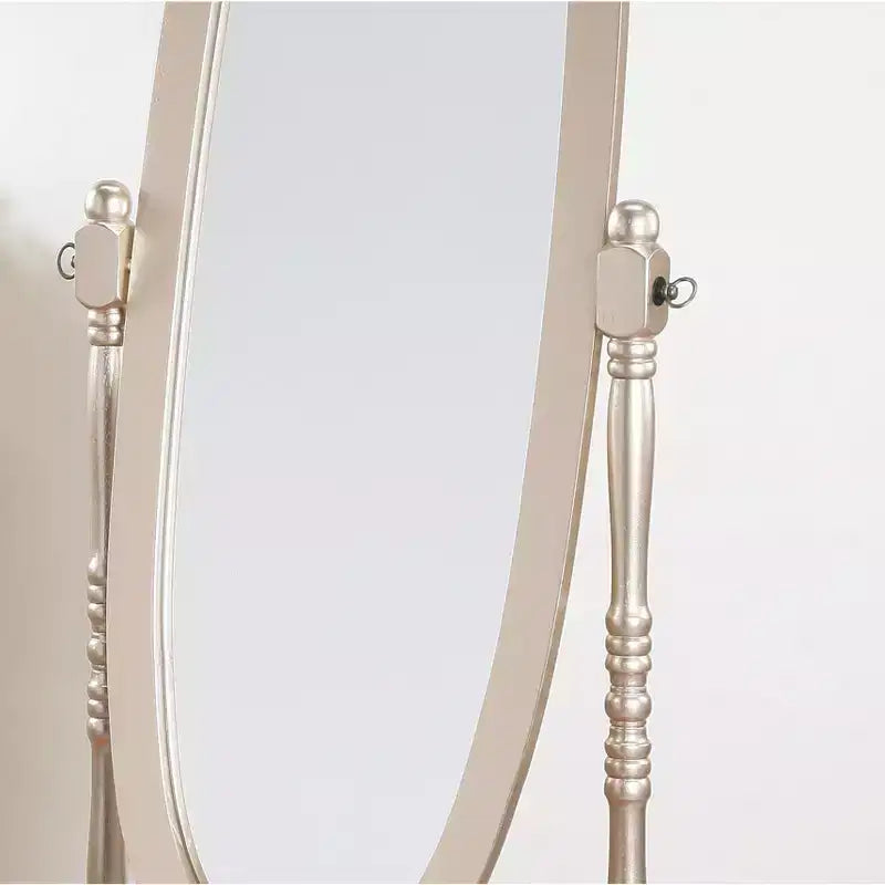 Specchio ovale da terra con cornice in legno, a figura intera, modello Cheval, per 1 persona, nei colori nero / rovere / bianco / ciliegio / oro / rosa / argento