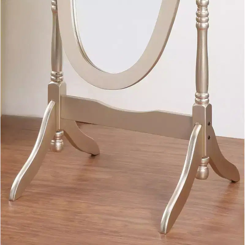 Specchio ovale da terra con cornice in legno, a figura intera, modello Cheval, per 1 persona, nei colori nero / rovere / bianco / ciliegio / oro / rosa / argento