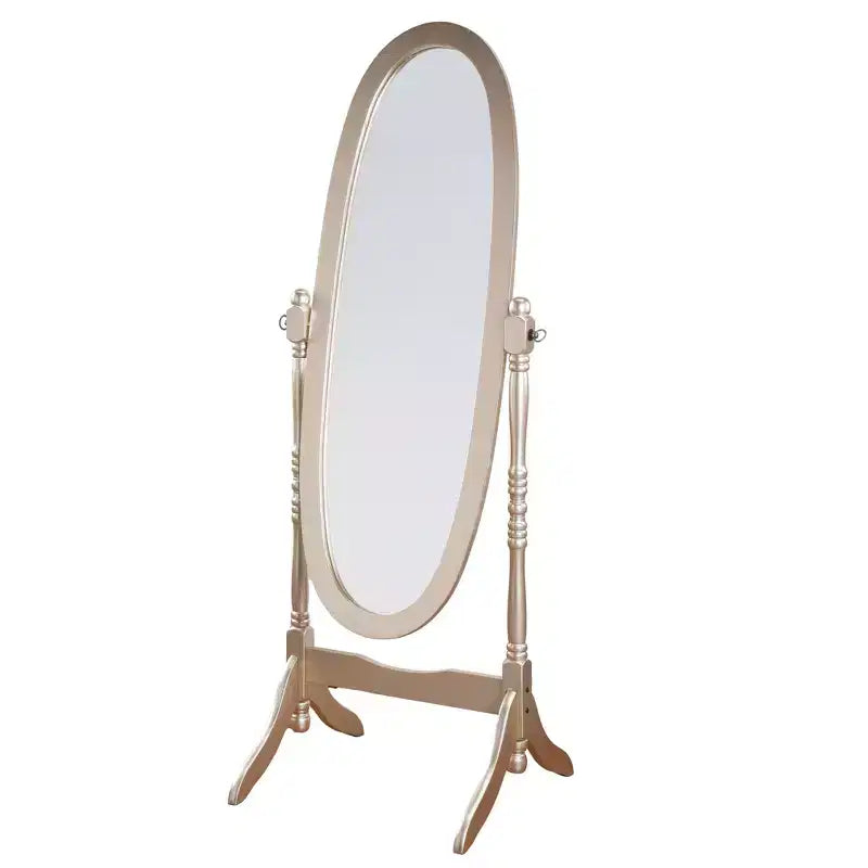 Specchio ovale da terra con cornice in legno, a figura intera, modello Cheval, per 1 persona, nei colori nero / rovere / bianco / ciliegio / oro / rosa / argento