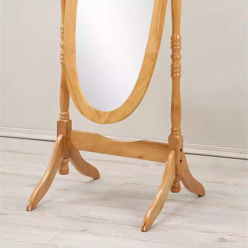 Specchio ovale da terra con cornice in legno, a figura intera, modello Cheval, per 1 persona, nei colori nero / rovere / bianco / ciliegio / oro / rosa / argento