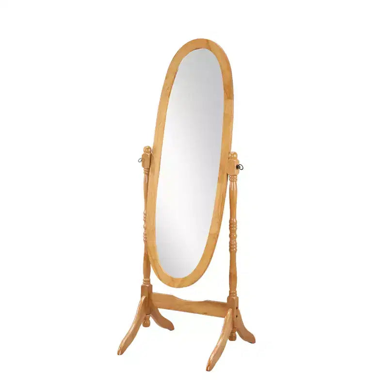 Specchio ovale da terra con cornice in legno, a figura intera, modello Cheval, per 1 persona, nei colori nero / rovere / bianco / ciliegio / oro / rosa / argento