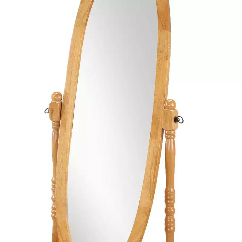 Specchio ovale da terra con cornice in legno, a figura intera, modello Cheval, per 1 persona, nei colori nero / rovere / bianco / ciliegio / oro / rosa / argento