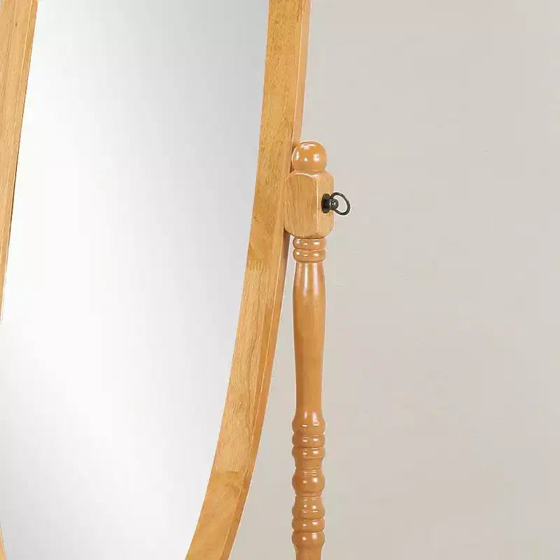 Specchio ovale da terra con cornice in legno, a figura intera, modello Cheval, per 1 persona, nei colori nero / rovere / bianco / ciliegio / oro / rosa / argento