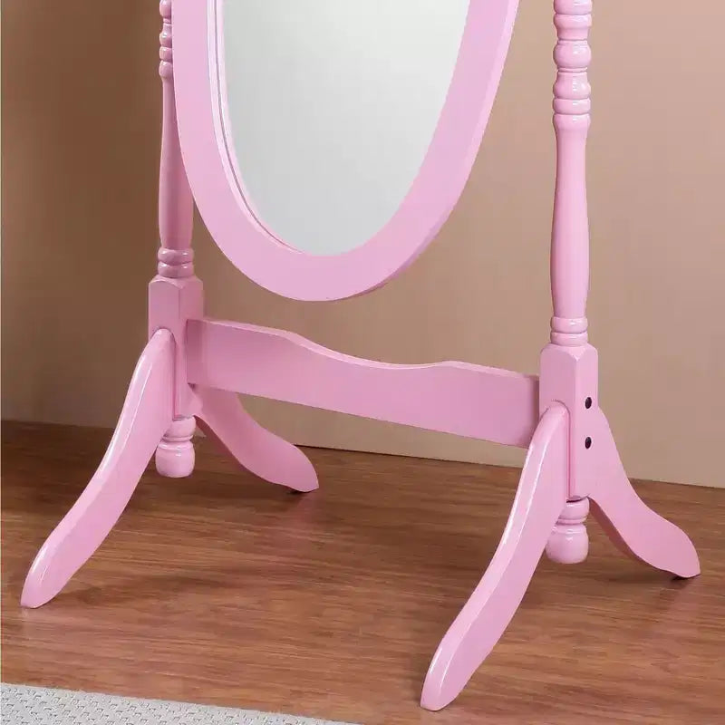 Specchio ovale da terra con cornice in legno, a figura intera, modello Cheval, per 1 persona, nei colori nero / rovere / bianco / ciliegio / oro / rosa / argento