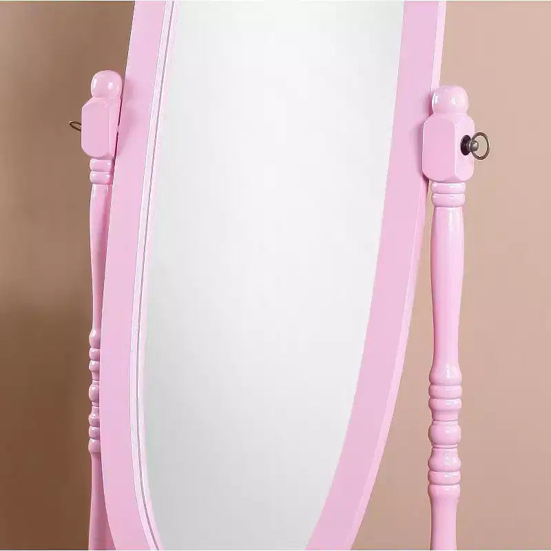Specchio ovale da terra con cornice in legno, a figura intera, modello Cheval, per 1 persona, nei colori nero / rovere / bianco / ciliegio / oro / rosa / argento