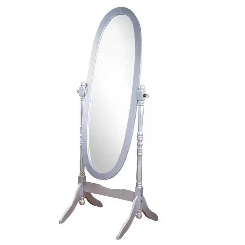 Specchio ovale da terra con cornice in legno, a figura intera, modello Cheval, per 1 persona, nei colori nero / rovere / bianco / ciliegio / oro / rosa / argento